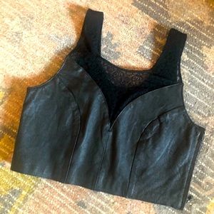 🏴‍☠️Super Sexy vintage leather & lace crop top - M🏴‍☠️